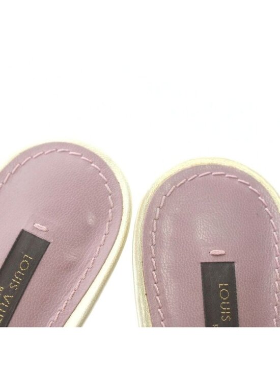 Louis Vuitton Mule Sandals Leather Open Toe High Heels Monogram Ribbon 36 main image 1